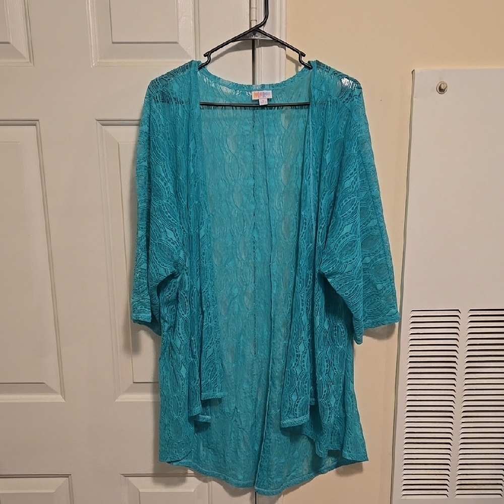 Turquoise Lace Kimono Cardigan